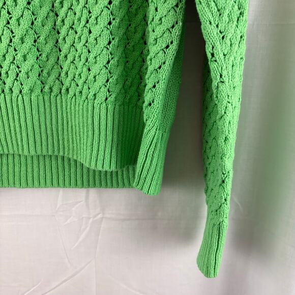Talbots  Green V-Neck Cable Knit Long Sleeve Sweater Size Medium - Picture 5 of 6
